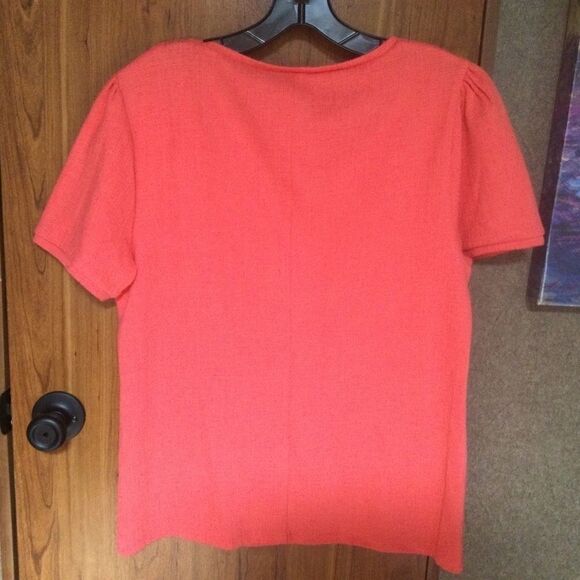 NWOT. J Crew Coral Short Sleeve Blouse Women’s L - Picture 3 of 7